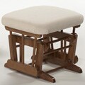 Hardwood and Off-white Gliding Ottoman