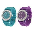 Geneva Platinum Women's Cubic Zirconia Silicon Strap Watch