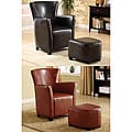 Single-seat Bi-cast Leather Chair and Ottoman Set