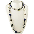Maddy Emerson Agate, Lapis, Smokey Quartz and FW Pearl Endless Necklace (3-8 mm)