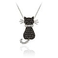 Sterling Silver Black Diamond Cat Necklace