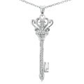 Sterling Silver 1/6ct TDW Diamond Key Necklace (I-J, I3)