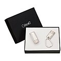 Colibri Men's Hammered Stainless Steel Keyring and Money Clip Gift Set