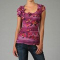 Sweet Pea Women's Scoop Neck Flower Detail Top