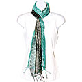Hand-woven Subtle Stripes Aqua Shades Silk Scarf (India)