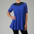 Tata Jolie Beaded Cobalt Silk Tunic