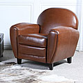 David Hazelnut Brown Leather Club Chair 
