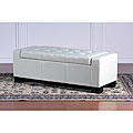 Guernsey White Leather Storage Ottoman Bench