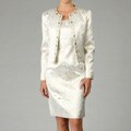 Patra Ltd Women's Beaded Metallic Brocade Jacket Dress