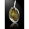 Sterling Silver Yellow Baltic Amber Modern Pendant (Poland)