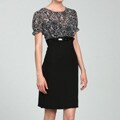Connected Apparel Women's Belted Chiffon-bodice Dress