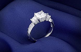 Tacori IV Sterling Silver Princess-cut Cubic Zirconia 3-stone Ring