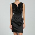Connected Apparel Women's Black Satin Sheath Dress