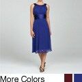Connected Apparel Women's Chiffon Shirred Dress