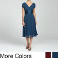 Connected Apparel Women's Shirred Surplice Dress