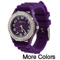 Geneva Platinum Women's Cubic Zirconia Accented Silicone Watch
