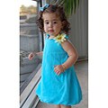 Mia Belle Girls Aqua Flower Bubble Dress