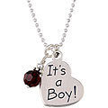 Charming Life Silver 'It's a Boy' January Birthstone Crystal Necklace