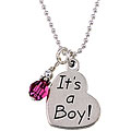 Charming Life Silver 'It's a Boy' July Birthstone Crystal Necklace