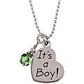 Charming Life Silver 'It's a Boy' August Birthstone Crystal Necklace