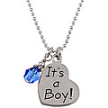 Charming Life Silver It's a Boy September Birthstone Crystal Necklace