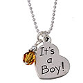 Charming Life Silver 'It's a Boy' November Birthstone Crystal Necklace