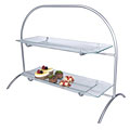 Gourmet Display Prestige Glass Classic Long Platters on Two-tiered Stand