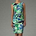 Calvin Klein Women's Green Print Belted Sheath Dress