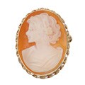 14k Yellow Gold Hand-carved Shell Cameo Brooch