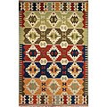 Handmade Kilim Red Wool Rug (4' x 6')