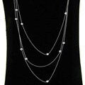 Sterling Silver 18-inch 3-strand Disco Ball Necklace (1 mm)