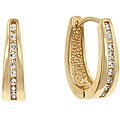 14k Yellow Gold Round-cut Clear Cubic Zirconia Hoop Earrings