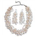Stainless Steel 'Cool Mist' Pearl Jewelry Set (Thailand)