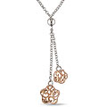 Italian Two-tone Sterling Silver Flower Drop Necklace