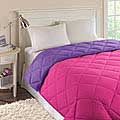 Reversible Pink/ Purple Quilted Microfiber Down Alternative Comforter