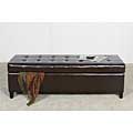 Mission Brown Tufted Leather Storage Ottoman Bench