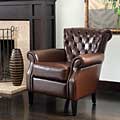 Franklin Brown Tufted Leather Club Chair