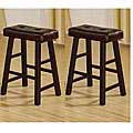 24-inch Espresso Brown Leather Counter-height Saddle Bar Stools (Set of 2)