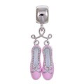 Signature Moments Sterling Silver and Pink Enamel Slippers Charm Bead