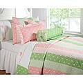 Dottie Stripe Pink/ Green Quilt Set