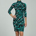 Calvin Klein Women's Turtleneck Green Printed Dress