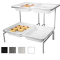 Gourmet Display Double Deck Strata Stand with 4 Gastro Porcelain Pans