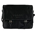 Prada Tessuto and Saffiano Double Clip Messenger Bag