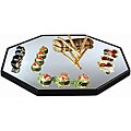 Gourmet Display 16-inch Octagon Riser Rim Glass Mirror Tray