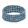 Denim Blue Freshwater Button Pearl 4-row Stretch Bracelet (6-7 mm)
