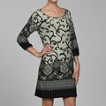 Soho Apparel Women's Long-sleeve Border Print Dress