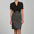Sangria Women's Black Belted Twofer Dress