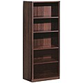 Gal-ax 5-shelf Walnut Wood Bookcase