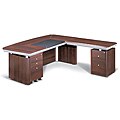 Gal-ax Walnut Wood L-shaped President Desk Combo