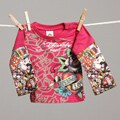 Ed Hardy Infant Girls Tattoo Print Double-sleeved T-shirt